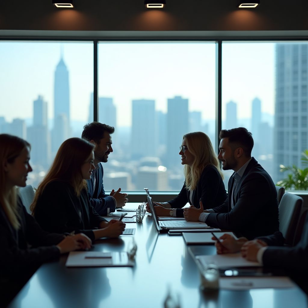 Equipo de ConsultorFinanza en oficina moderna